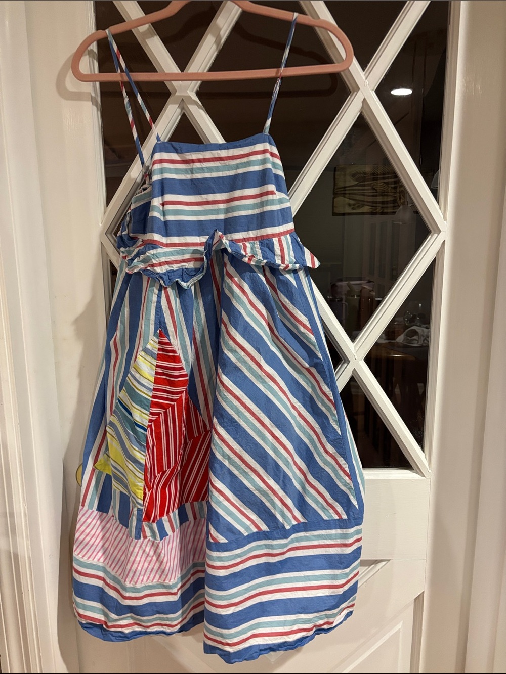 Anthropologie Blue Striped Sundress with Colorblock Detail
